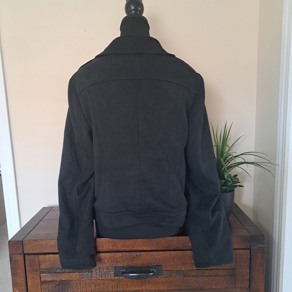 Philosophy Republic Clothing Black Moto Jacket Ladies Size Large Knit Faux Suede - Picture 4 of 12
